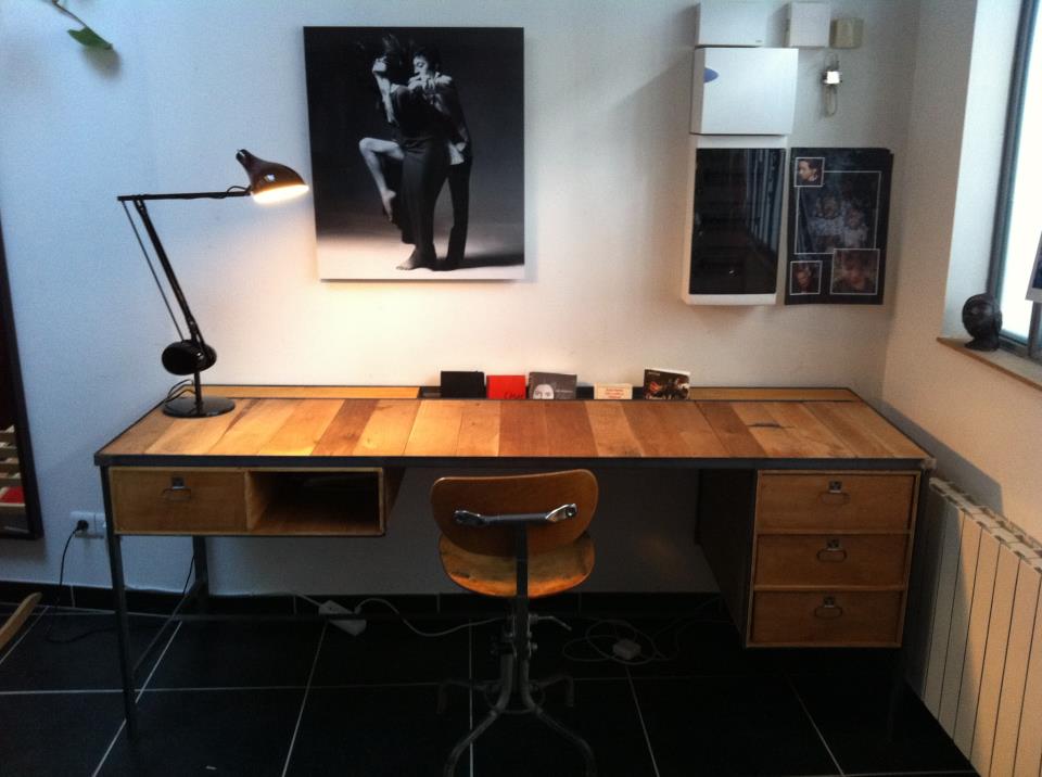 bureau bois et métal type industriel